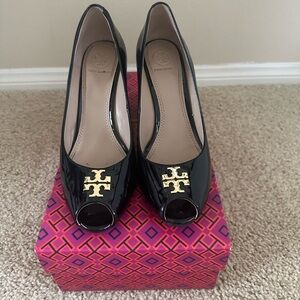 Tory Burch Black Peep Toe Heels